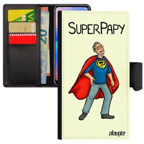 Защитный чехол-книжка на мобильный // iPhone X // "Супердед" Смешной Дедуля, Utaupia, черный