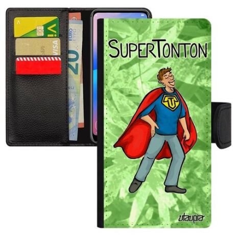 Защитный чехол книжка для смарфона // Xiaomi Mi 8 // "Супердядя" Семья Супергерой, Utaupia, серый