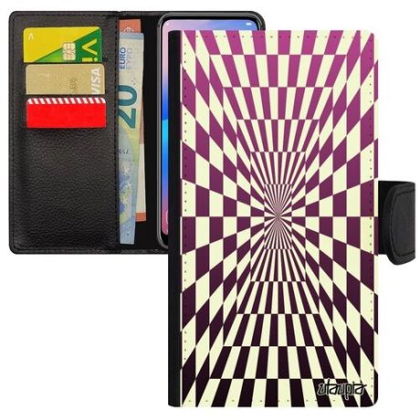 Защитный чехол-книжка на телефон // iPhone XR // "Иллюзия шахмат" Двухцветный Дизайн, Utaupia, черный
