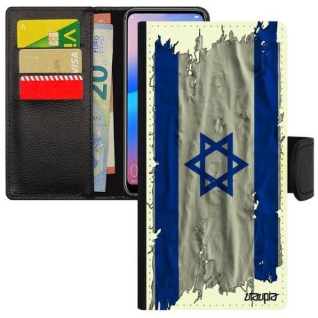 Противоударный чехол-книжка для мобильного // Galaxy A50 // "Флаг Конго Браззавиль на ткани" Дизайн Стиль, Utaupia, белый