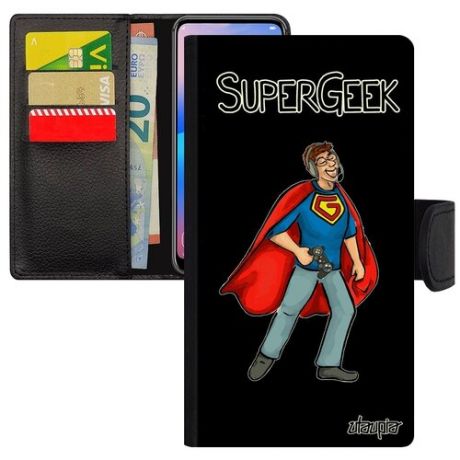 Защитный чехол книжка для смарфона // Apple iPhone 7 Plus // "Супергик" Герой Игрок, Utaupia, синий