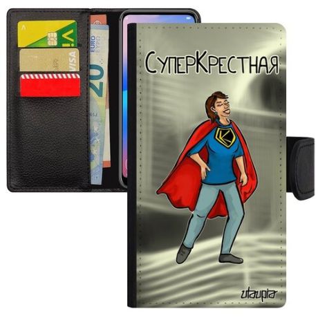 Защитный чехол-книжка на мобильный // Apple iPhone 6 Plus // "Суперкрестная" Смешной Супергерой, Utaupia, синий
