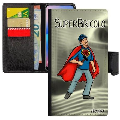 Защитный чехол-книжка на // iPhone XS // "Супермастер" Веселый Супергерой, Utaupia, серый