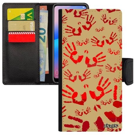 Защитный чехол книжка на смартфон // Huawei P30 Lite // "Отпечаток ладони" Arm Palm, Utaupia, голубой