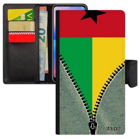 Противоударный чехол книжка для мобильного // Apple iPhone 7 // "Флаг Сенегала на молнии" Патриот Страна, Utaupia, серый