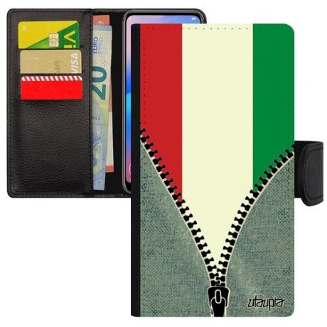 Защитный чехол-книжка на // Apple iPhone XR // "Флаг Анголы на молнии" Страна Туризм, Utaupia, серый