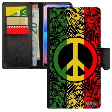 Противоударный чехол книжка на телефон // Samsung Galaxy S8 // "Peace and Love" Рисунок Дизайн, Utaupia, цветной
