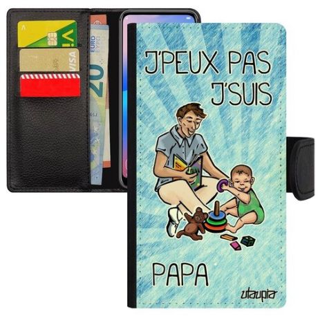Защитный чехол-книжка для смарфона // iPhone XR // "Не могу - стал папой!" Картинка Отец, Utaupia, светло-серый