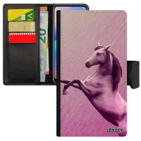 Красивый чехол книжка для смарфона // Apple iPhone 7 Plus // "Лошадь" Дизайн Животные, Utaupia, розовый