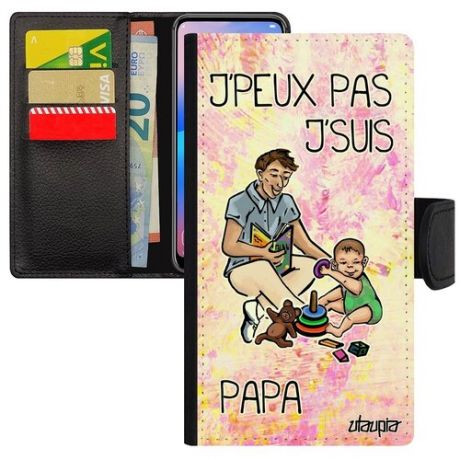 Противоударный чехол-книжка для мобильного // iPhone 6 Plus // "Не могу - стал папой!" Отец Принт, Utaupia, светло-серый