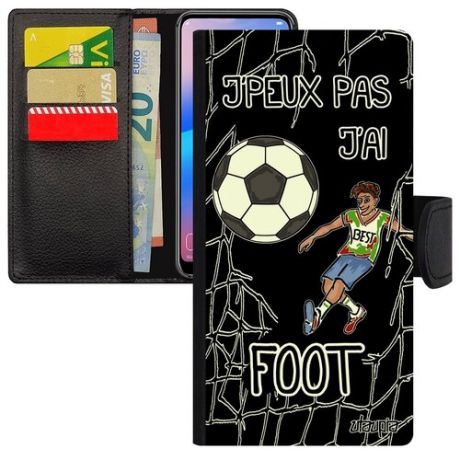 Противоударный чехол-книжка для телефона // Samsung Galaxy S7 Edge // "Не могу - у меня футбол!" Игра Комикс, Utaupia, серый