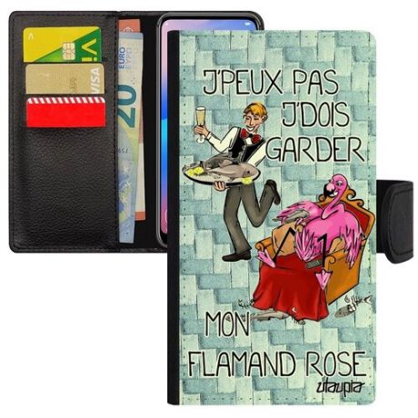 Красивый чехол-книжка на телефон // Apple iPhone 7 // "Не могу - у меня фламинго!" Шутка Крутой, Utaupia, светло-зеленый