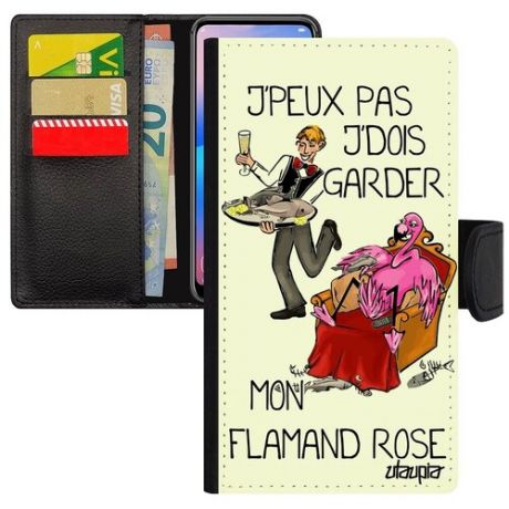 Модный чехол-книжка для // iPhone 7 Plus // "Не могу - у меня фламинго!" Крутой Прикольный, Utaupia, светло-розовый