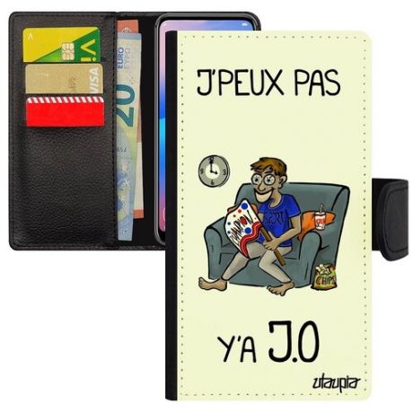 Яркий чехол-книжка на смартфон // iPhone 7 Plus // "Не могу - олимпийские игры!" Юмор Карикатура, Utaupia, голубой