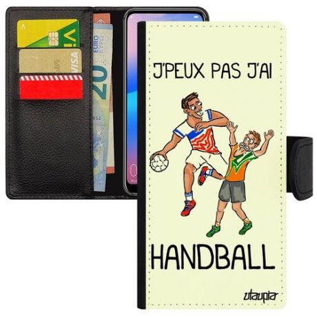 Чехол книжка на смартфон // Xiaomi Redmi 6A // "Не могу - у меня гандбол!" Картинка Хэндбол, Utaupia, синий