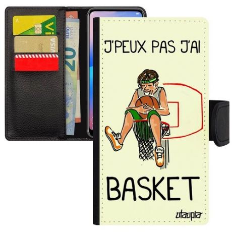 Ударопрочный чехол-книжка на мобильный // iPhone XR // "Не могу - у меня баскетбол!" Рисунок Комикс, Utaupia, черный