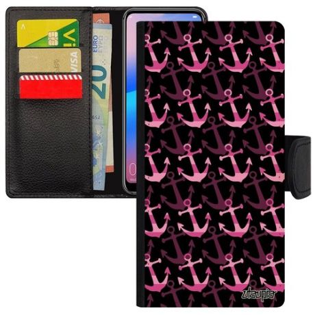 Противоударный чехол-книжка для телефона // Huawei P30 Lite // "Якорь" Плавание Матрос, Utaupia, красный