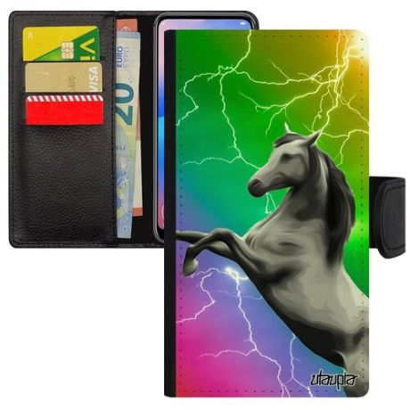 Защитный чехол-книжка на смартфон // Samsung Galaxy A5 2017 // "Лошадь" Пони Скакун, Utaupia, голубой