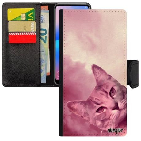 Красивый чехол книжка на мобильный // Samsung Galaxy A40 // "Котик" Кошка Милый, Utaupia, цветной