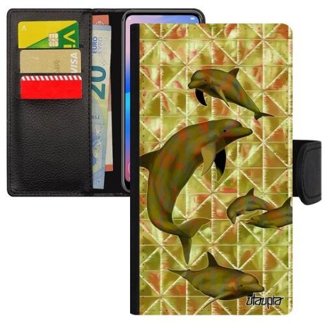 Противоударный чехол-книжка на мобильный // Apple iPhone 8 // "Дельфины" Океан Животные, Utaupia, цветной