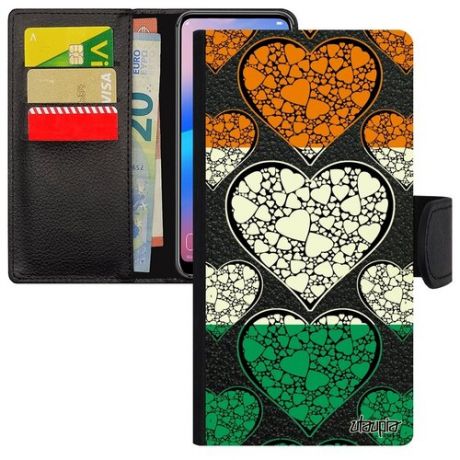 Защитный чехол книжка на мобильный // Samsung Galaxy S7 Edge // "Флаг Бразилии с сердцем" Стиль Патриот, Utaupia, цветной