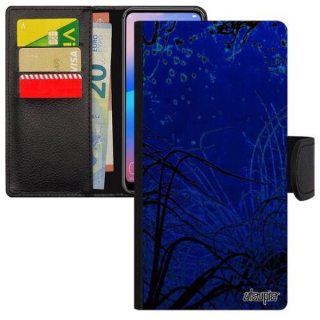 Чехол-книжка для мобильного // Galaxy S7 Edge // "Травы" Водоросли Дизайн, Utaupia, голубой