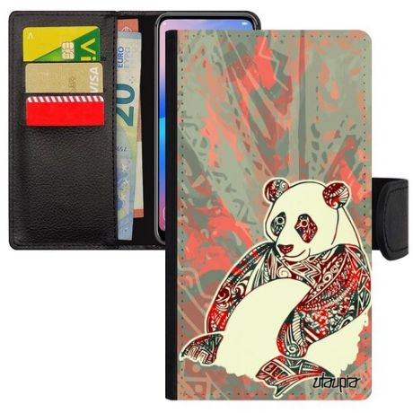 Красивый чехол книжка на смартфон // Xiaomi Redmi Note 6 Pro // "Панда" Стиль Медведь, Utaupia, розовый