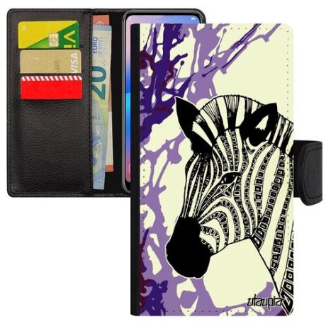 Яркий чехол-книжка на смартфон // iPhone XS // "Зебра" Дизайн Саванна, Utaupia, фиолетовый