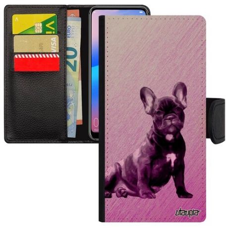 Противоударный чехол книжка на мобильный // Samsung Galaxy A50 // "Бульдог" Собака Бои, Utaupia, розовый
