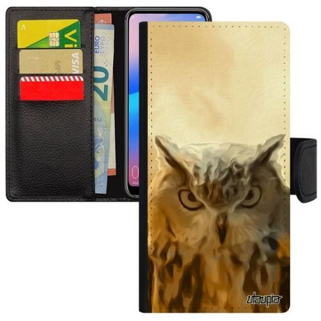 Защитный чехол книжка для мобильного // Galaxy A50 // "Сова" Сыч Ночной, Utaupia, цветной