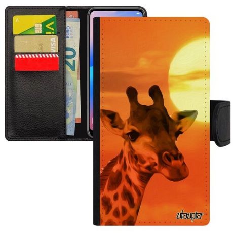 Защитный чехол книжка на смартфон // Apple iPhone X // "Жираф" Животные Дизайн, Utaupia, оранжевый