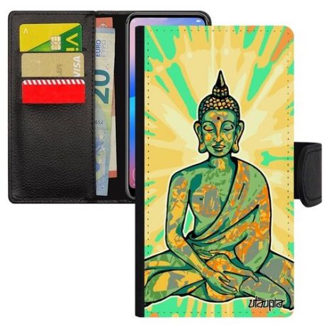 Ударопрочный чехол книжка на смартфон // Xiaomi Mi 8 // "Будда" Buddha Тибет, Utaupia, голубой