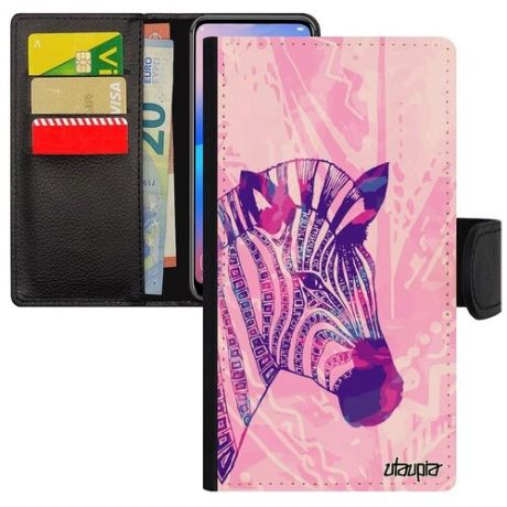 Противоударный чехол книжка на смартфон // Samsung Galaxy A5 2017 // "Зебра" Полосатая Лошадь, Utaupia, розовый