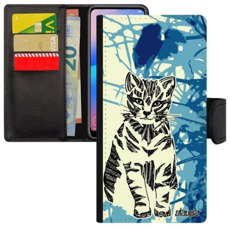 Противоударный чехол книжка на мобильный // Samsung Galaxy S8 // "Кот" Cat Стиль, Utaupia, серый