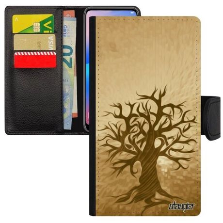 Стильный чехол книжка для смарфона // iPhone X // "Дерево жизни" Древо Дизайн, Utaupia, светло-коричневый
