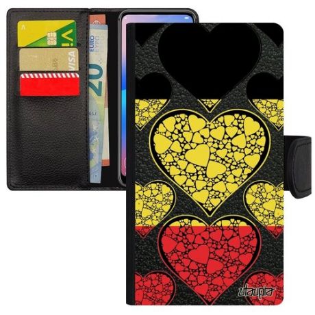 Противоударный чехол-книжка на мобильный // Xiaomi Mi 8 Lite // "Флаг Камеруна с сердцем" Стиль Страна, Utaupia, цветной