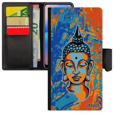 Защитный чехол-книжка для телефона // Samsung Galaxy A40 // "Будда" Азия Индия, Utaupia, серый