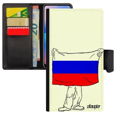 Противоударный чехол книжка на смартфон // Xiaomi Mi 8 Lite // "Флаг Конго Киншаса с руками" Государственный Страна, Utaupia, белый