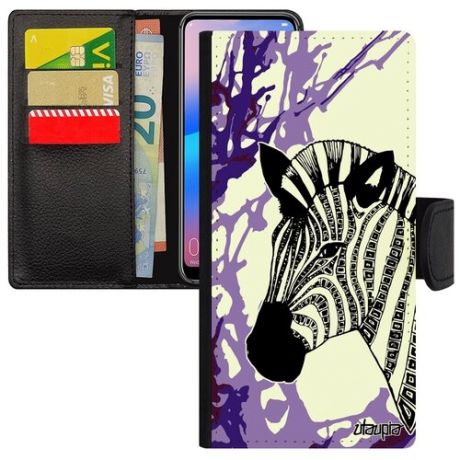 Защитный чехол книжка для // Samsung Galaxy A50 // "Зебра" Африка Zebra, Utaupia, фиолетовый
