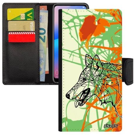 Защитный чехол-книжка для смарфона // Huawei P30 Lite // "Волк" Дизайн Древний, Utaupia, цветной