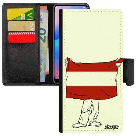 Защитный чехол книжка на // Xiaomi Redmi 6A // "Флаг Австрии с руками" Туризм Страна, Utaupia, белый