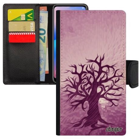 Красивый чехол-книжка для смарфона // Apple iPhone 7 // "Дерево жизни" Флора Дизайн, Utaupia, фиолетовый