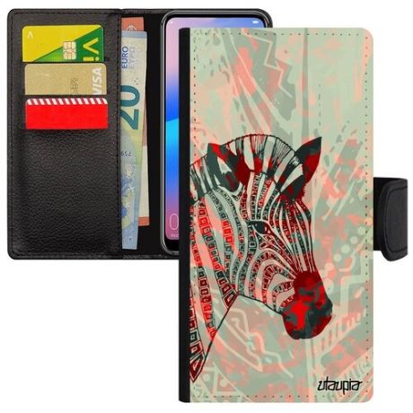 Защитный чехол-книжка на телефон // Huawei P30 Lite // "Зебра" Лошадь Дизайн, Utaupia, серый