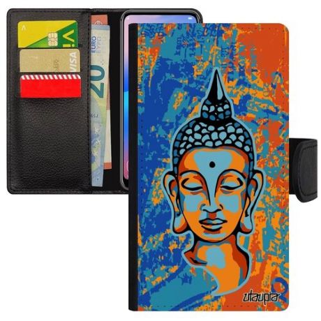 Яркий чехол-книжка для смарфона // Xiaomi Redmi Note 6 Pro // "Будда" Индия Статуя, Utaupia, голубой