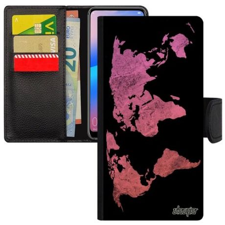 Защитный чехол-книжка на телефон // Galaxy A50 // "Карта мира" Дизайн Материк, Utaupia, белый