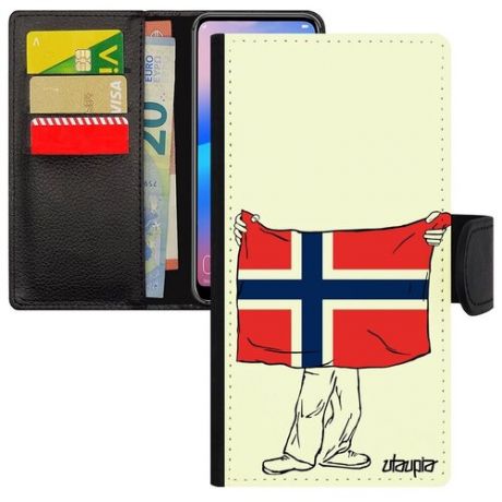 Защитный чехол-книжка на мобильный // Samsung Galaxy S7 Edge // "Флаг Люксембурга с руками" Патриот Страна, Utaupia, белый