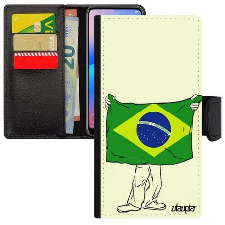 Модный чехол книжка для телефона // Galaxy S8 // "Флаг Конго Киншаса с руками" Страна Туризм, Utaupia, белый