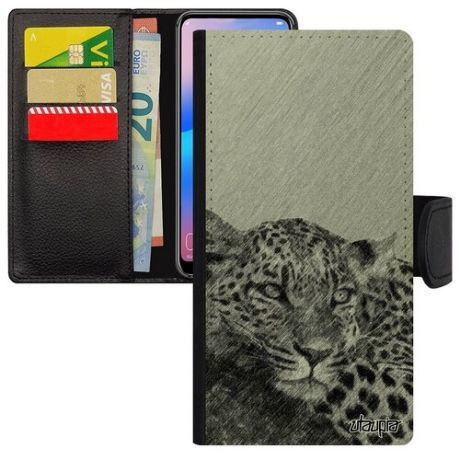 Защитный чехол книжка для телефона // Galaxy S8 // "Леопард" Африка Барс, Utaupia, серый