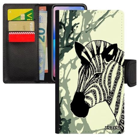 Чехол-книжка на смартфон // iPhone X // "Зебра" Африка Zebra, Utaupia, розовый