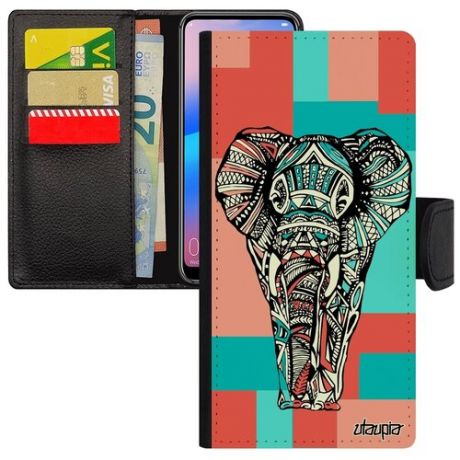 Стильный чехол-книжка для смарфона // Samsung Galaxy A50 // "Слон" Дизайн Мудрый, Utaupia, цветной